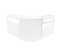 Comptoirs de Vente en MDF Blanc LED Blancs Intégrés Ensemble Adonis B900, C900, CM60 3 Étagères Portes Coulissantes Verouillables Rangement Commerciale Réception Bureau Vêtements Bijoux [Clés INCLUS]