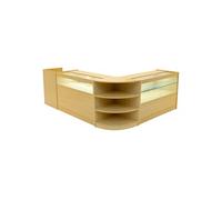 Comptoirs de Vente en MDF Erable à LED Blancs Ensemble Europa LM60 TB60 B1200 C1200 3 Unités de Rangement Etagères Internes Portes Coulissantes
