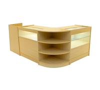 Comptoirs de Vente en MDF Érable à LED Blancs Ensemble Europa LM60 TB60 B900 C900 3 Unités de Rangement Étagères Internes Portes Coulissantes Verouillables Réception Bureau Vêtements [Clés INCLUS]