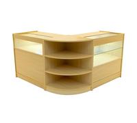 Comptoirs de Vente en MDF Érable à LED Blancs Ensemble Harmonia LM60 B900 C900 3 Unités de Rangement Étagères Internes Portes Coulissantes Verouillables Réception Bureau Vêtements Bijoux [Clés INCLUS]