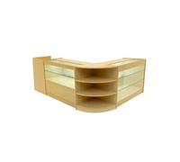 Comptoirs de Vente en MDF Erable à LED Blancs Ensemble Theia LM60 TB60 K1200 C1200 3 Unités de Rangement Etagères Internes Portes Coulissantes
