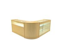 Comptoirs de Vente en MDF Erable à LED Blancs Ensemble Triton CM60 K1500 B1500 3 Unités de Rangement Etagères Internes Portes Coulissantes