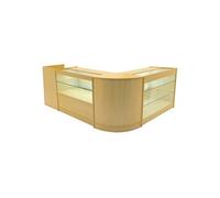 Comptoirs de Vente en MDF Erable à LED Blancs Ensemble Vega CM60 TB60 K1200 C1200 3 Unités de Rangement Etagères Internes Portes Coulissantes