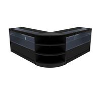 Comptoirs de Vente en MDF Noir à LED Blancs Ensemble Andromeda LM60 C1500 3 Unités de Rangement Étagères Internes Portes Coulissantes Verouillables Réception Bureau Vêtements Bijoux [Clés INCLUS]