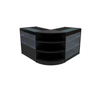 Comptoirs de Vente en MDF Noir à LED Blancs Ensemble Calliope LM60 K900 C900 3 Unités de Rangement Etagères Internes Portes Coulissantes