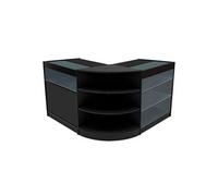 Comptoirs de Vente en MDF Noir à LED Blancs Ensemble Demeter LM60 K900 B900 3 Unités de Rangement Etagères Internes Portes Coulissantes Verouillables