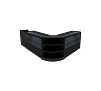 Comptoirs de Vente en MDF Noir à LED Blancs Ensemble Eclipse LM60 TB60 C1200 3 Unités de Rangement Etagères Internes Portes Coulissantes
