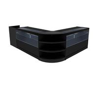 Comptoirs de Vente en MDF Noir à LED Blancs Ensemble Eclipse LM60 TB60 C1500 3 Unités de Rangement Étagères Internes Portes Coulissantes Verouillables Réception Bureau Vêtements Bijoux [Clés INCLUS]