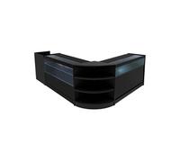 Comptoirs de Vente en MDF Noir à LED Blancs Ensemble Europa LM60 TB60 B1200 C1200 3 Unités de Rangement Etagères Internes Portes Coulissantes