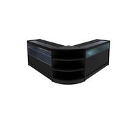 Comptoirs de Vente en MDF Noir à LED Blancs Ensemble Harmonia LM60 B1200 C1200 3 Unités de Rangement Etagères Internes Portes Coulissantes