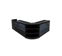 Comptoirs de Vente en MDF Noir à LED Blancs Ensemble Theia LM60 TB60 K1200 C1200 3 Unités de Rangement Etagères Internes Portes Coulissantes