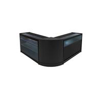 Comptoirs de Vente en MDF Noir à LED Blancs Ensemble Triton CM60 K1200 B1200 3 Unités de Rangement Etagères Internes Portes Coulissantes