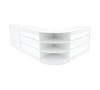Comptoirs de Vente MDF Blanc à LED Blancs Ensemble Astro CM60 TB60 K1200 3 Unités de Rangement Étagères Internes Portes Coulissantes Verouillables Réception Bureau Vêtements Bijoux [Clés INCLUS]