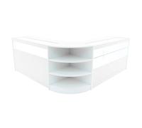 Comptoirs de Vente MDF Blanc à LED Blancs Ensemble Harmonia LM60 B1500 C1500 3 Unités de Rangement Étagères Internes Portes Coulissantes Verouillables Réception Bureau Vêtements Bijoux [Clés INCLUS]