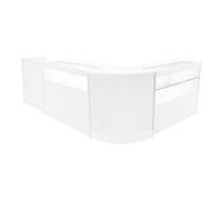 Comptoirs de Vente MDF Blanc LED Blancs Intégrés Ensemble Gravity B1200, C1200, CM60, TB60 3 Étagères Portes Coulissantes Verouillables Rangement Commerciale Réception Bureau Vêtements [Clés INCLUS]