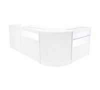 Comptoirs de Vente MDF Blanc LED Blancs Intégrés Ensemble Gravity B900, C900, CM60, TB60 3 Étagères Portes Coulissantes Verouillables Rangement Commerciale Réception Bureau Vêtements [Clés INCLUS]