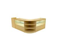 Comptoirs de Vente MDF Erable à LED Blancs Ensemble Eclipse LM60 TB60 C1200 3 Unités de Rangement Etagères Internes Portes Coulissantes Verouillables
