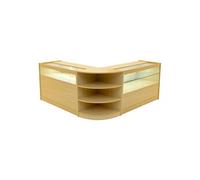 Comptoirs de Vente MDF Erable à LED Blancs Ensemble Harmonia LM60 B1200 C1200 3 Unités de Rangement Etagères Internes Portes Coulissantes