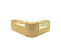 Comptoirs de Vente MDF Erable LED Blancs Intégrés Ensemble Gravity B1200, C1200, CM60, TB60 3 Etagères Portes Coulissantes Verouillables Rangement