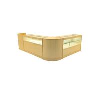 Comptoirs de Vente MDF Erable LED Blancs Intégrés Ensemble Gravity B1500, C1500, CM60, TB60 3 Etagères Portes Coulissantes Verouillables Rangement