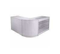 Monster Shop - Pack Mars, Lot de Vitrines Comptoirs Blanc Brillant pour Commerces et Magasins, 1 Comptoir Courbé d’Angle CM60, 1 Comptoir A1200 et 1 Comptoir K1200