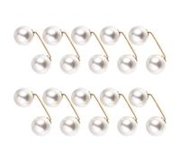 COMPUKAS 10pcs Pinces à Boutons en Alliage et Perles Imitation pour Ajustement Ourlet Jean, Fixation sans Couture, Accessoires Raffinés pour Pantalons Denim Femme Usage Quotidien