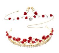 COMPUKAS 1Ensemble Couronne Diadème Collier et Boucles Oreilles pour Fête Anniversaire Accessoire Élégant et Créatif pour Petite Princesse