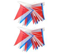 COMPUKAS 2 Pièces Banderole Fanions Triangulaires Rouge Blanc Bleu Couleurs Vives en Polyester pour Décoration de Graduation et Événements Extérieurs