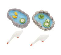 COMPUKAS 2 Pièces Figurines Résine Étang Miniature avec et Lotus Décoration DIY Jardin de Fée Accessoires pour Paysage Miniature et Ornements Étang