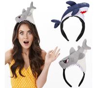 COMPUKAS 2 Pièces Halloween Bandeau Cheveux Requin en Tissu, Serrage Tete