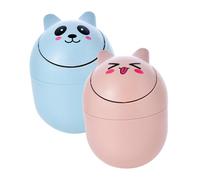 COMPUKAS 2 pièces Mini Poubelle de Table avec Couvercle Design Créatif et Mignon pour Bureau Chambre et Maison Seau à Déchets pour Petits Résidus Lot de Bleu Rose