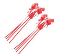 COMPUKAS 2 Pièces Pince à Cheveux Décorative en Gaze Rouge avec Nœud pour Garçon et Filles, Clip Sécurisé Adorable pour Usage Quotidien et Nouvel An Chinois