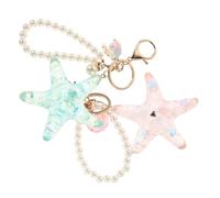 COMPUKAS 2 pièces Porte-clés Étoile de Mer Pendentif Sac à Main Léger Breloques Coquillage Naturelles pour Clés Voiture et Accessoires Femmes Filles