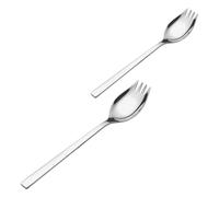 COMPUKAS 2pièces Acier Inoxydable Spork Grand et Moyen Spatule à Salade et Dessert Réutilisable pour Cuisine Pique- et Ménage