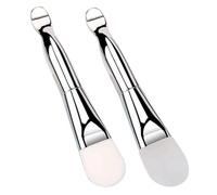 COMPUKAS 2pièces Pinceau Double Tête Silicone Et Poils Doux Pour Masque Visage Brosse De Nettoyage Faciale Multifonctionnelle Outil De Beauté Pour Spa Et Soins Quotidiens