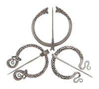 COMPUKAS 3 Pièces Broche Viking Alliage Vintage Épingle Châle et Cape avec Fermoir Accessoire Médiéval pour Écharpe Cardigan et Pull Femme