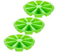 COMPUKAS 3 Pièces Moule à Gâteau en Silicone Réutilisable Vert, 8 Cavités Triangulaires Poignées Larges, Empilable, pour Cuisson au Four et Vapeur