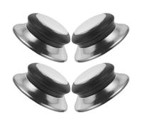 COMPUKAS 4 Pièces Bouton de Couvercle pour Autocuiseur et Mijoteuse en Bakélite et Acier Inoxydable Prise Confortable et Surface Lisse Argentée Cuisine Facile