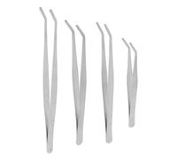 COMPUKAS 4pièces Pinces à Épiler Inoxydables pour Jardinage de Pincettes Courbées et Droites Accessoires Pratiques pour Plantes Succulentes et Terrariums