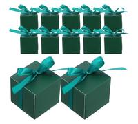 COMPUKAS 50pièces Boîtes à Dragées Papier Kraft avec Ruban Boîtes à Bonbons Carrées pour Fêtes et Mariages Contenant Gourmandises pour Cadeaux et Festif