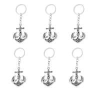 COMPUKAS 6 Pièces Porte-clés Design Compact et Décoratif Ancre Nautique en Alliage de Zinc Argenté pour Fêtes à Thème Marin et Accessoires pour Paquet à Dos