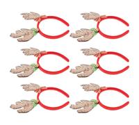 COMPUKAS 6pcs Bandeaux de Noël en Tissu Pailleté Bois de Cerf Extensible pour Garçon et Filles, Accessoires Cosplay Élégants pour Fêtes et Photos de Noël