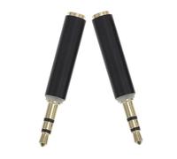 COMPUKAS Adaptateur Audio 3,5 Mm en Cuivre Noir 2pcs, Structure Solide, Plug and Play, pour Écouter Musique la Maison