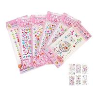 COMPUKAS Autocollants Strass Visage et Corps 6 Feuilles Multiformes Cristal Auto-adhésifs pour Garçon et Filles Festival Halloween Maquillage Bijou Corporel