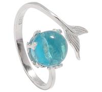 COMPUKAS Bague Ajustable en Alliage de Zinc pour Femmes, Bijoux de Sirène Argentés, Surface Lisse, Confortable à Porter, pour Fête Dansante ou Présent Chic