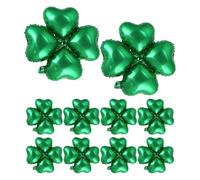 COMPUKAS Ballons en Mylar de Trèfle Vert, Lot de 12 Pièces Réutilisables en Aluminium, Décoration pour Fête et Festival