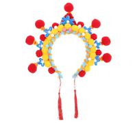 COMPUKAS Bandeau de Performance Chinois en Peluche Léger avec Pompons Élégants et Design Torsadé, pour Spectacles D'opéra de Pékin et Coiffes Théâtrales Traditionnelles