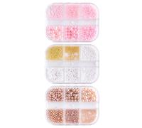 COMPUKAS Boîte de 3 Pcs de Perles Demi-sphériques en Métal pour Décoration D'ongles, Accessoires Nail Art, Perles pour Manucure Diy, Adaptées aux Ongles Naturels et Style Style