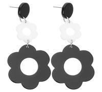 COMPUKAS Boucles D’oreilles Pendantes de Fleur, 1 Paire Noir et Blanc, Légères, Bijoux Fleuris pour Femmes, Accessoires Mode pour Quotidien et Occasions Spéciales