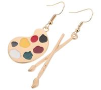 COMPUKAS Boucles D’Oreilles Pendantes de Palette et Pinceau Bijoux D’Art pour Artistes Style Vintage Asymétrique Couleur Dorée Crochets Accessoires Mode pour Femmes Présent Créatif